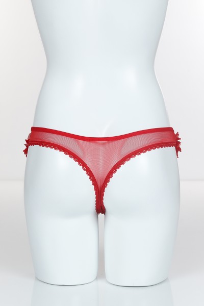 Kırmızı 4064 Komple Tül Paçalar Çiçekli Tanga 101765