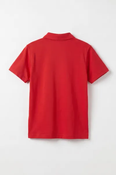 Kırmızı (5-13 Yaş) Kısa Kol Polo Yaka Unisex Çocuk Okul Tişörtü 480885