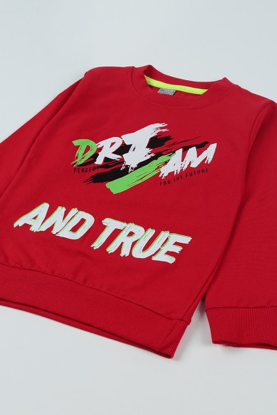 Kırmızı (5-8 Yaş) And True Baskılı Erkek Çocuk Sweatshirt 93023