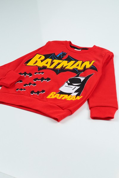 Kırmızı (5-8 Yaş) Batman Baskılı Çantalı Erkek Çocuk Takım 96593