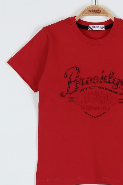 Kırmızı (5-8 Yaş) Brooklyn Legend Baskılı Şortlu Erkek Çocuk Takım 182984