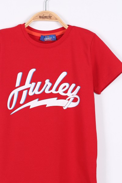 Kırmızı (5-8 Yaş) Hurley Yazılı Erkek Çocuk Tişört 175085