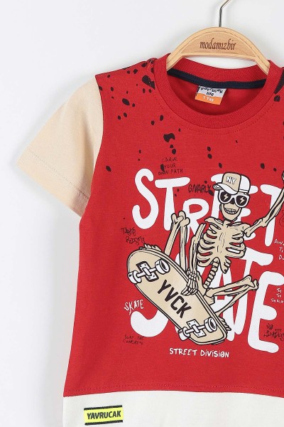Kırmızı (5-8 Yaş) İskelet Street Baskılı Erkek Çocuk Takım 176882