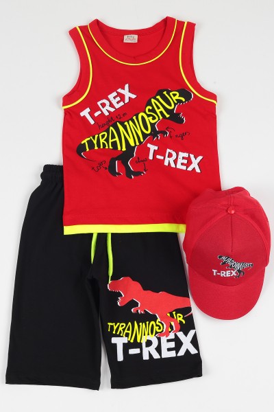 kirmizi-5-8-yas-sapkali-t-rex-baskili-erkek-cocuk-kaprili-takim-112381