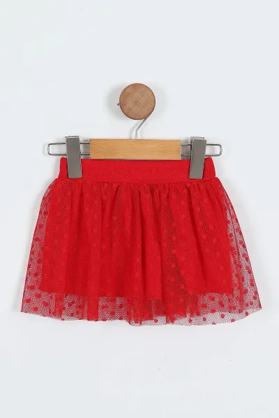 Kırmızı (6-18 Ay) Hello Kitty Baskılı Tüllü Etekli Kız Bebek Yazlık Takım 357466
