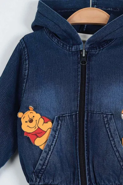 Kırmızı (6-24 Ay) Figürlü Kanguru Cep Detaylı Üçlü Kot Erkek Bebe Takım 227722