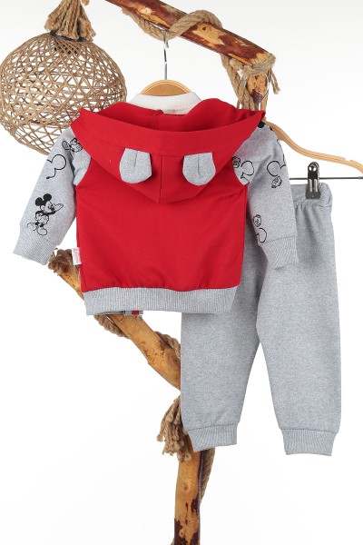 Kırmızı (6-24 Ay) Mickey Baskılı Üçlü Erkek Takım 143583