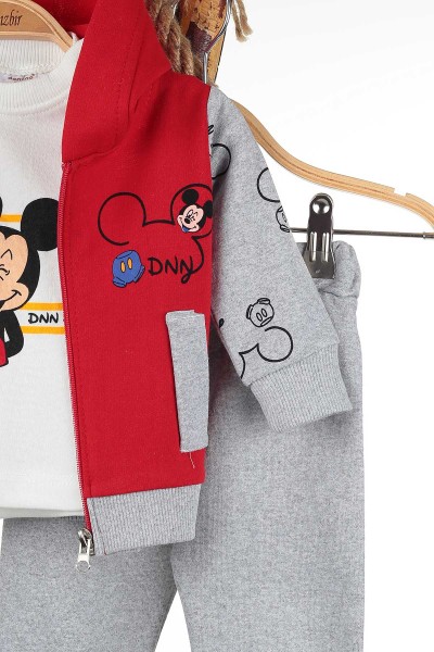 Kırmızı (6-24 Ay) Mickey Baskılı Üçlü Erkek Takım 143583