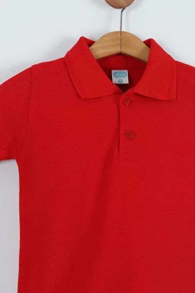 Kırmızı (6-9 Yaş) Polo Yaka Erkek Çocuk  Tişört 265406