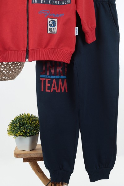 Kırmızı (7-10 Yaş) Jnr Team Baskılı Fermuarlı Erkek Çocuk Takım 136802