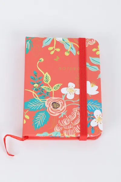 Kırmızı 7x10 Cm Desenli Lastikli Bloknot Defter-Notebook 392517