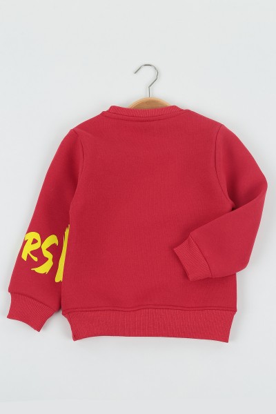 Kırmızı (8-12 Yaş) Lvors Baskılı Üç İp Şardonlu Erkek Çocuk Sweat Polar 135191