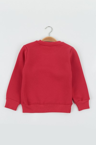 Kırmızı (8-12 Yaş) Wowo Wın Baskılı Üç İp Şardonlu Erkek Çocuk Sweat Polar 135251
