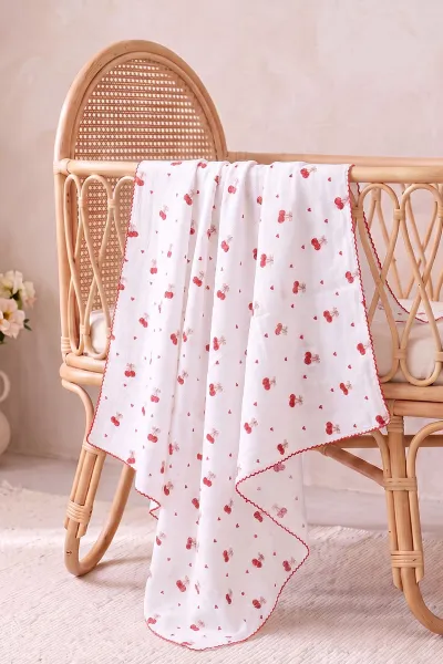 Kırmızı (80*90 Cm) Desenli Müslin Bebek Battaniye 489294