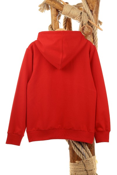 Kırmızı (9-12 Yaş) Game Baskılı Kapşonlu Erkek Çocuk Sweat 148965