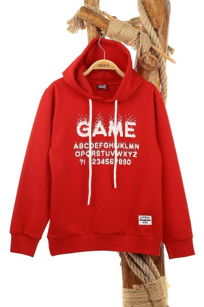 kirmizi-9-12-yas-game-baskili-kapsonlu-erkek-cocuk-sweat-148965