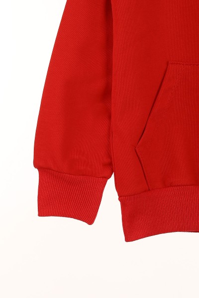 Kırmızı (9-12 Yaş) Gang Baskılı Kapşonlu Erkek Çocuk Sweat 148978