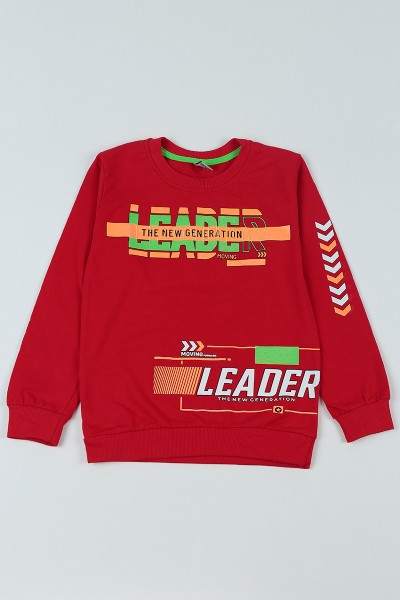 Kırmızı (9-12 Yaş) Leader Baskılı Erkek Çocuk Sweatshirt 92849