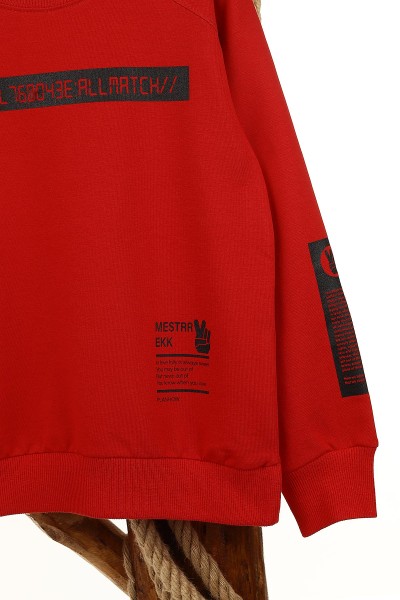 Kırmızı (9-12 Yaş) Mestar Baskılı Erkek Çocuk Sweat 154291