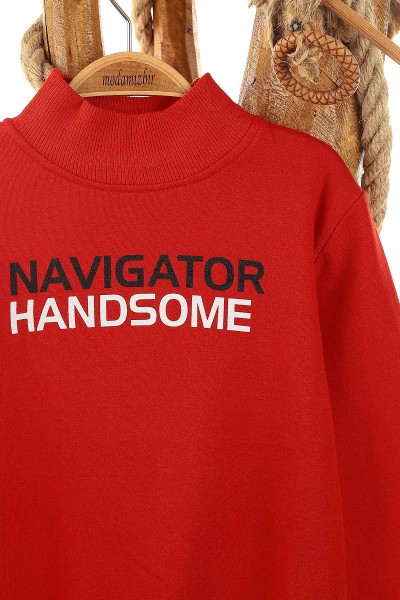 Kırmızı (9-12 Yaş) Navigatör Baskılı İki İp Şardonlu Erkek Çocuk Sweat 148937