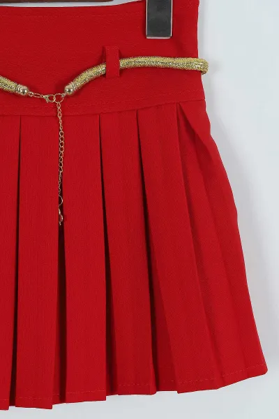 Kırmızı (9-12 Yaş) Pileli Kız Çocuk  Etek 259582