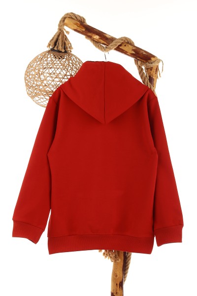 Kırmızı (9-12 Yaş) Strong Baskılı Kapüşonlu Erkek Çocuk Sweat 152520