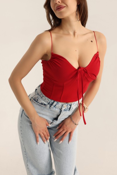 Kırmızı Bağlamalı Krep Bluz 177800