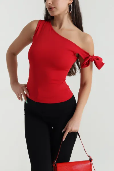 Kırmızı Bağlamalı Scuba Kadın Bluz 467224