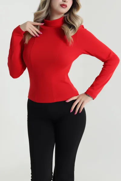Kırmızı Balıkçı Yaka Kadın Body Bluz 483144