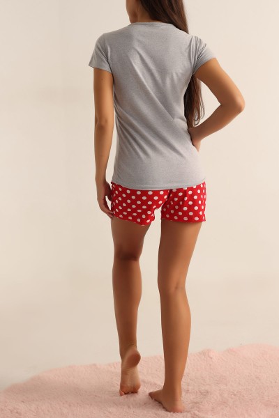 Kırmızı Baskılı Bayan Pijama Takımı 165812