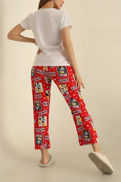 Kırmızı Baskılı Bayan Pijama Takımı 264225