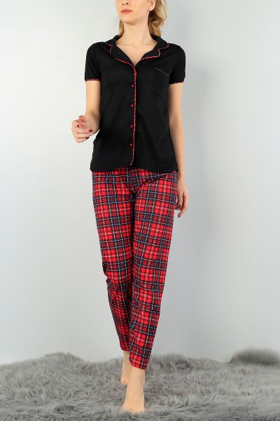 Kırmızı Baskılı Bayan Pijama Takımı 59763
