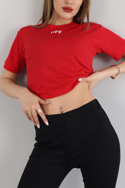 Kırmızı Baskılı Fitilli Bluz 164821