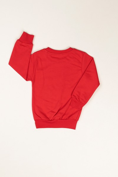Kırmızı Baskılı İçi Şardonlu Kız Çocuk Sweat 80823