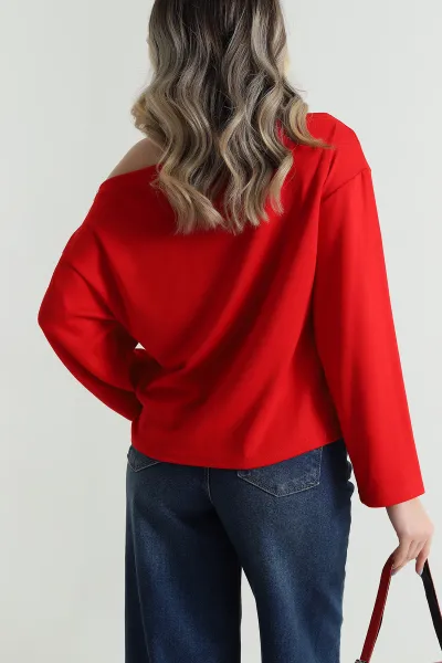 Kırmızı Baskılı Oysho Kadın Bluz 494538