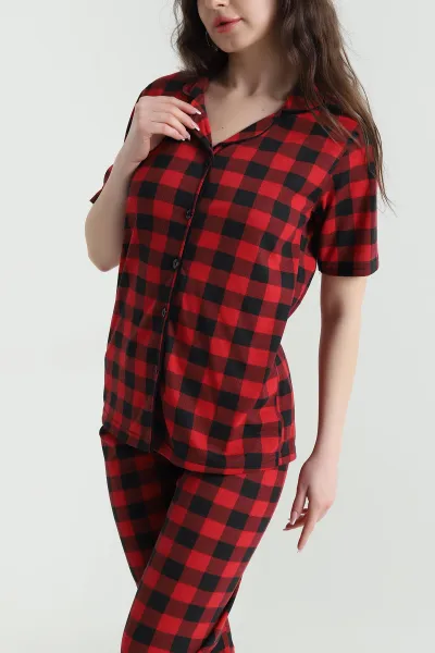 Kırmızı Baskılı Süprem Kadın Pijama Takımı 451872