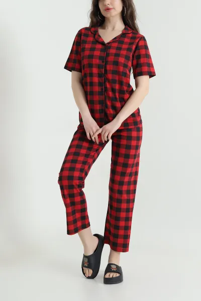 Kırmızı Baskılı Süprem Kadın Pijama Takımı 451872