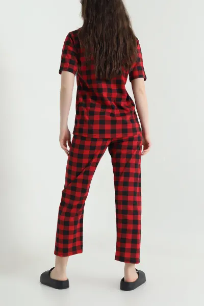 Kırmızı Baskılı Süprem Kadın Pijama Takımı 451872