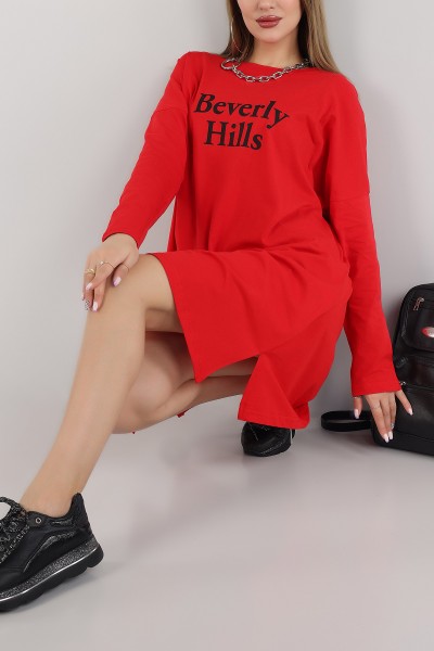 Kırmızı Baskılı Süprem Tunik Elbise 164462