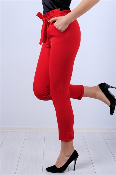 Kırmızı Bayan Kumaş Pantolon 11364B