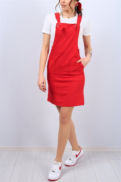 Kırmızı Bayan Salopet Elbise 12190B