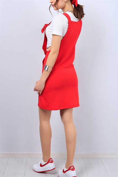 Kırmızı Bayan Salopet Elbise 12190B