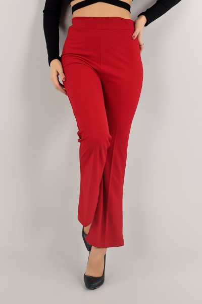 Kırmızı Beli Lastikli Bayan Pantolon 139454