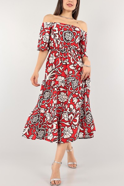 kirmizi-beli-lastikli-dokuma-elbise-113972