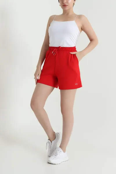 Kırmızı Beli Lastikli Modal Kadın Şort 467718