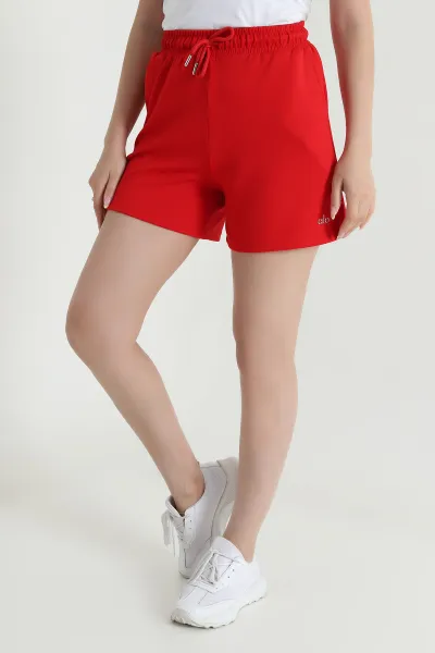 Kırmızı Beli Lastikli Modal Kadın Şort 467718