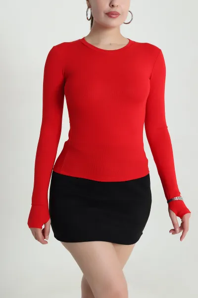 Kırmızı Bisiklet Yaka Buzzy Kadın Bluz 484308