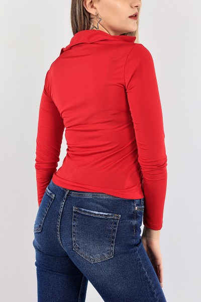 Kırmızı Candy Kumaş Bayan Gömlek 95516