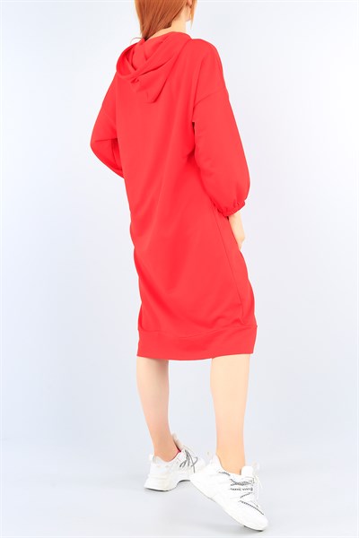 Kırmızı Cep Detaylı Elbise 38678