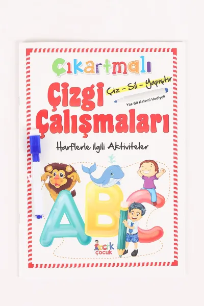 Kırmızı Çizgi Çalışmaları Aktivite Kitabı - Harfler (Çiz-Sil-Yapıştır - Kalem Hediyeli) 2-4 Yaş 459012